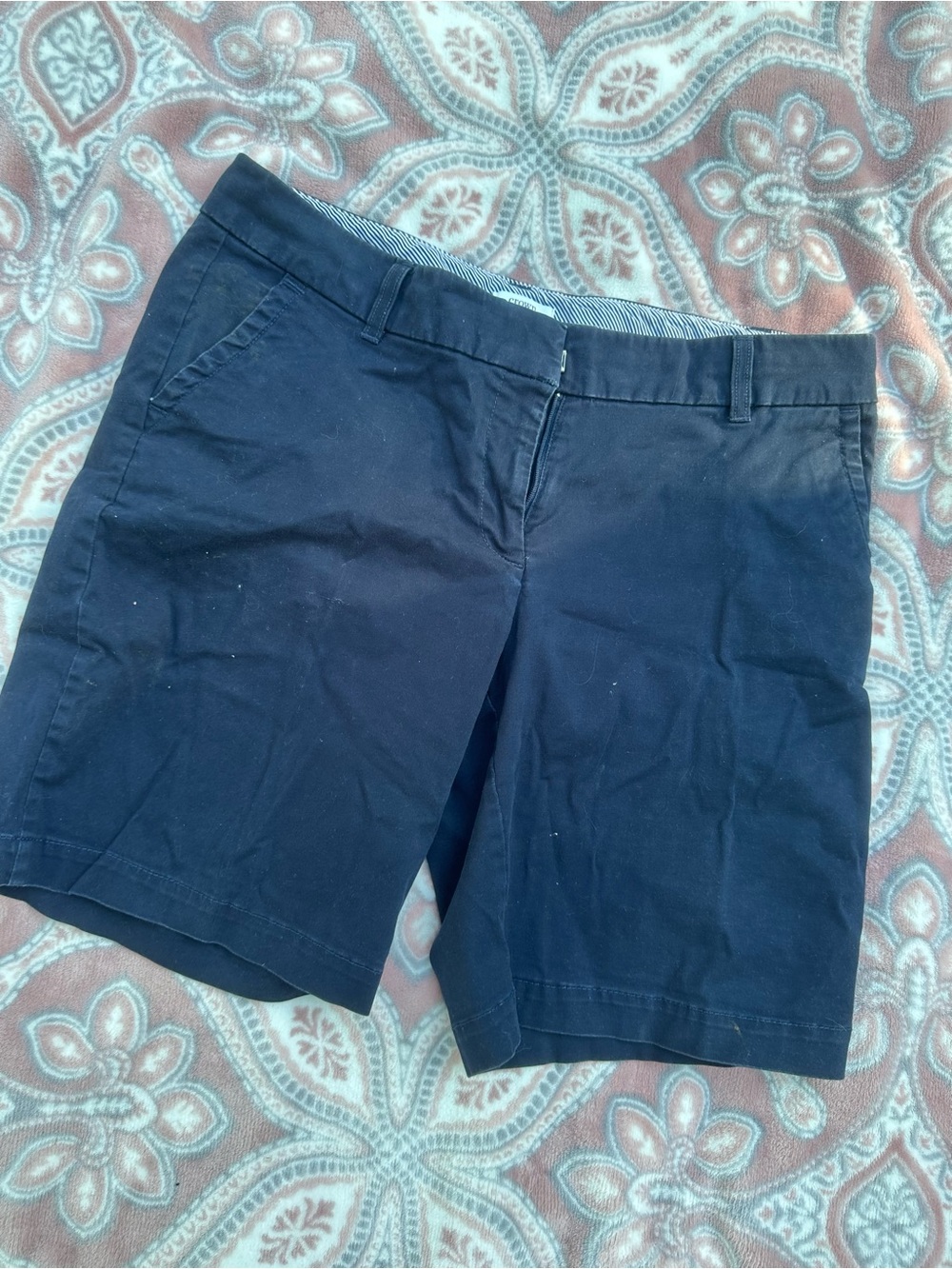 crown & ivy Navy Cotton Bermuda Shorts
